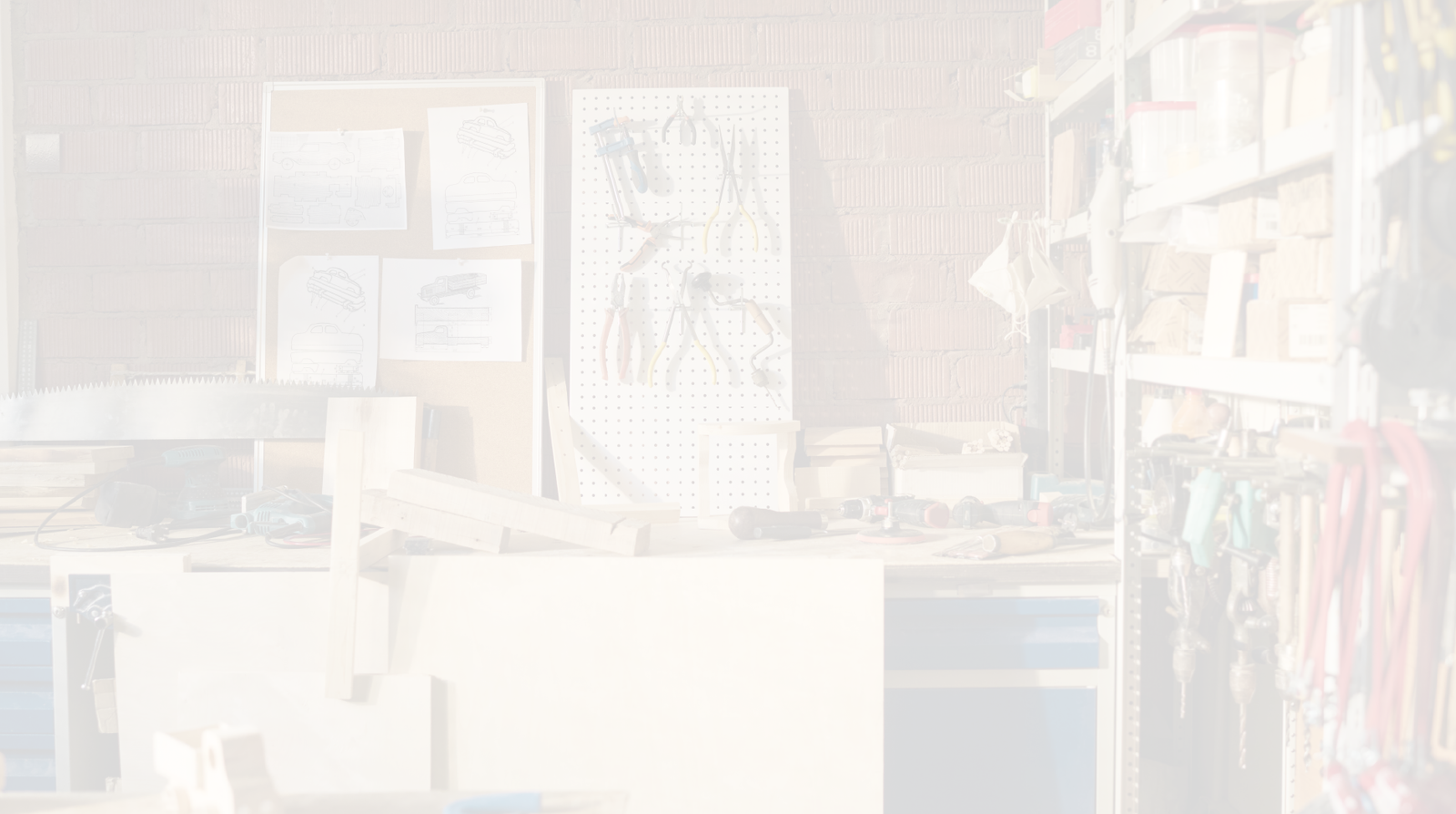 Whitened image of a garage storage setup