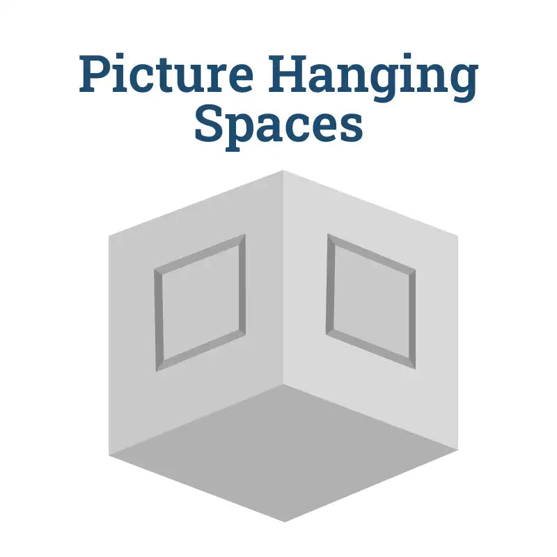 Gray illustrated corner of a room with two square picture frames.