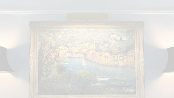 A large framed art piece