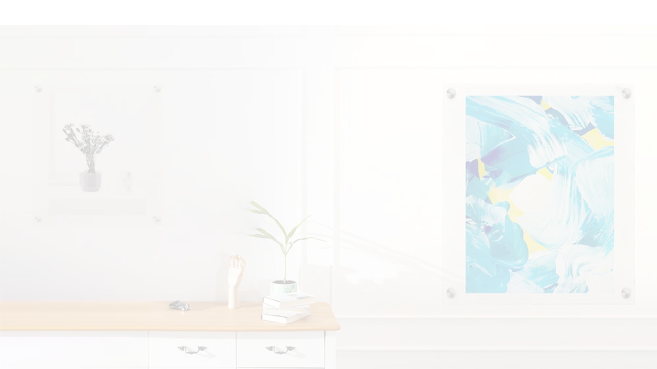 Whitened image of a painting on standoffs