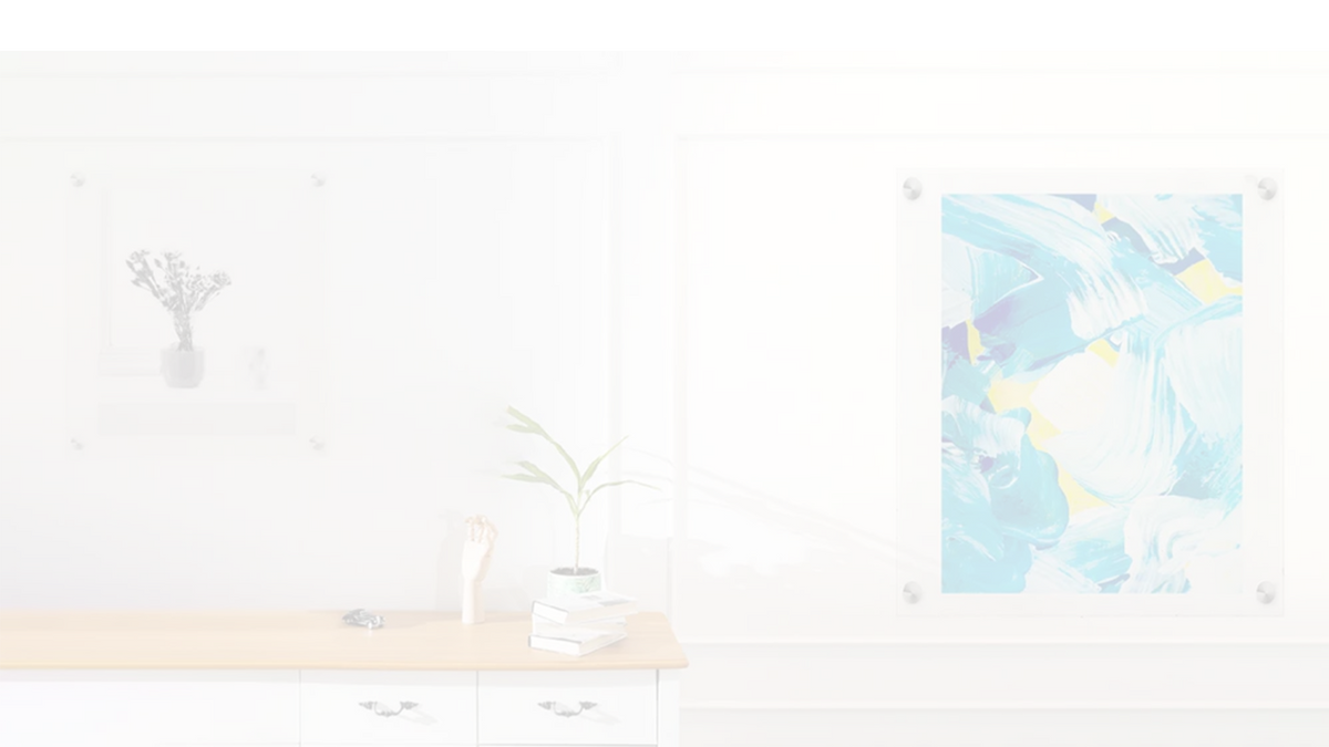 Whitened image of a painting on standoffs