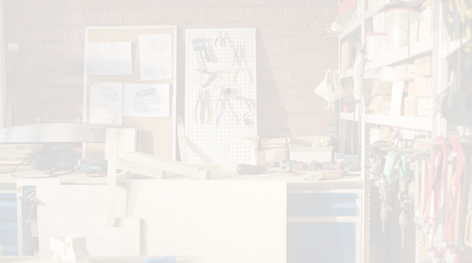 Whitened image of a garage storage setup