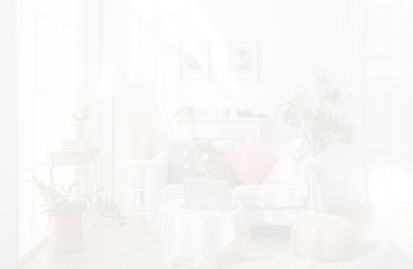 a whitened image of a living room