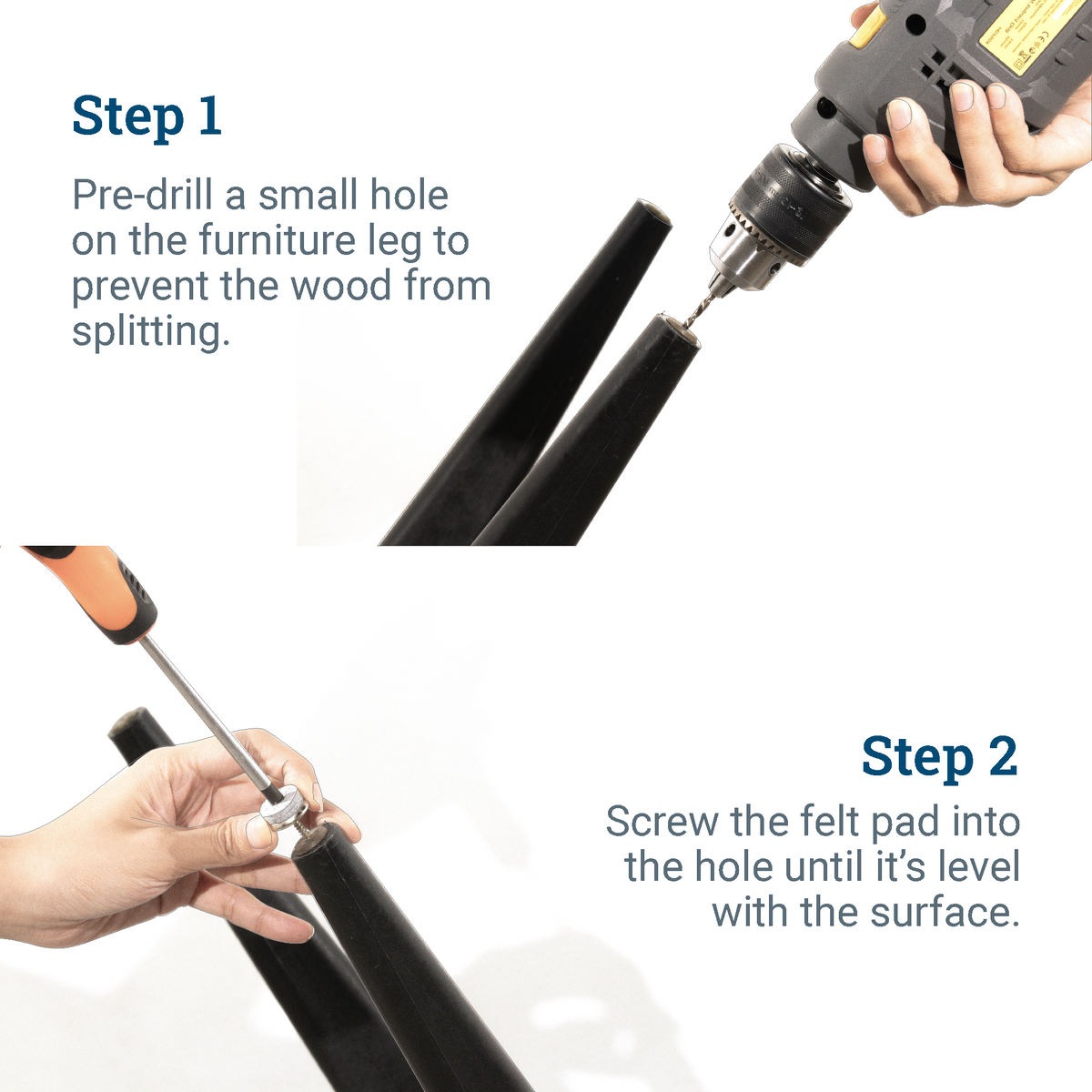 Screw-On Furniture Felt Pads