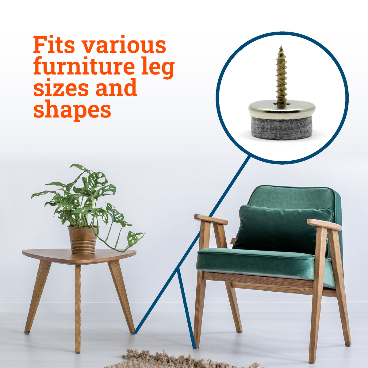 Screw-On Furniture Felt Pads