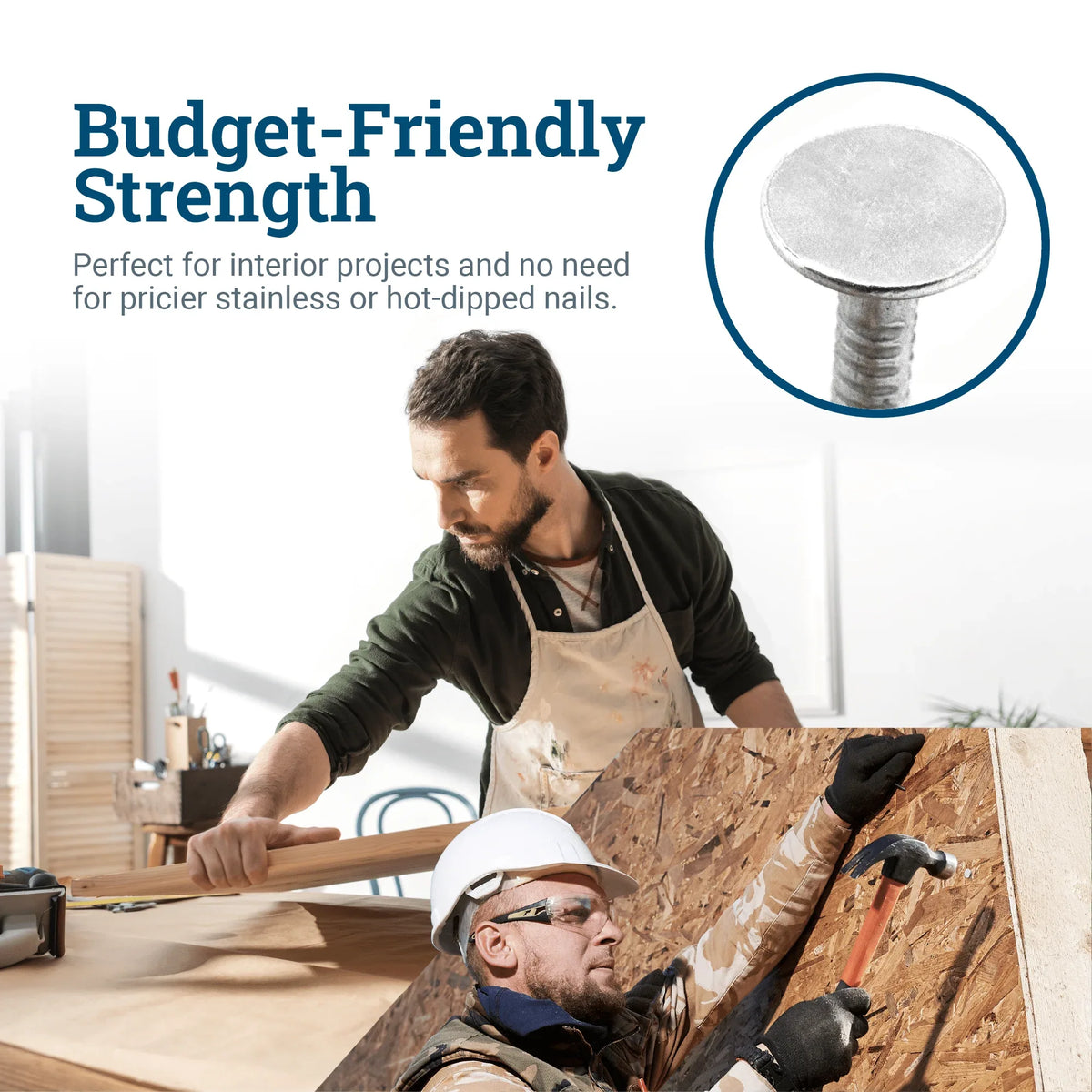 1 ¼” Electro - Galvanized Utility Nails (Roofing - Style Head) - S-HWR-RFNAIL - Picture Hang Solutions