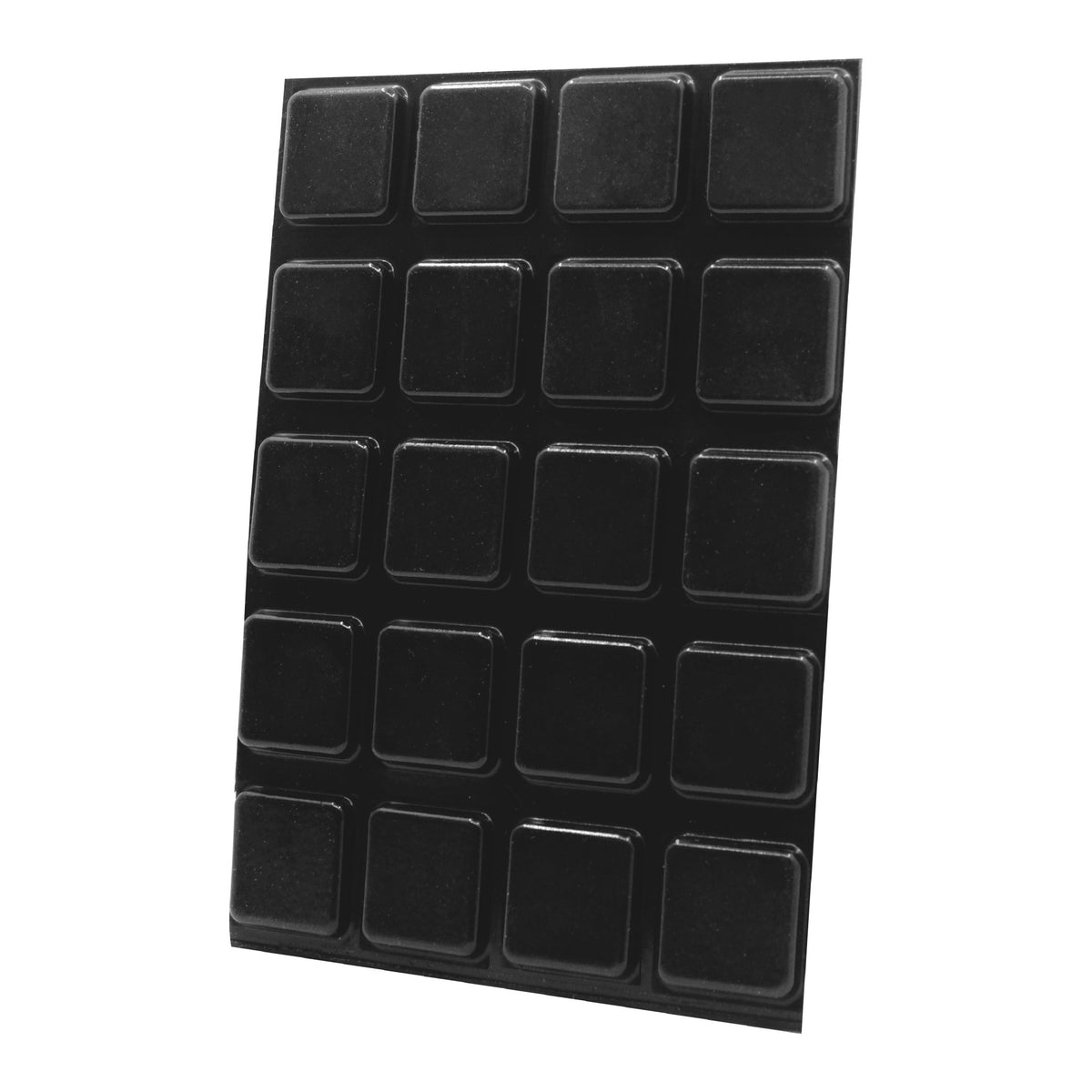 1 Inch Square .1875&quot; Height Black Adhesive Rubber Feet - BMP-SQ1BC - Picture Hang Solutions