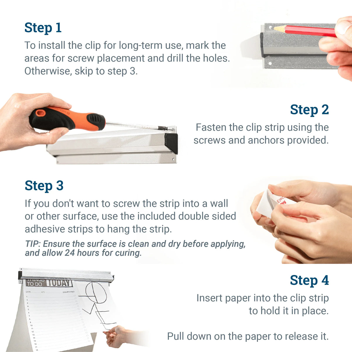 20 - Inch Clip - it Paper Rail - S-HWR-CLIPIT20 - Picture Hang Solutions