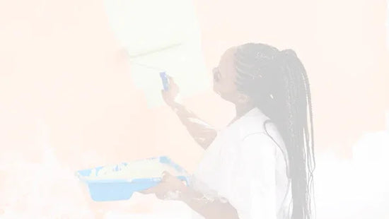 Darkened image of a gallery wall with color swatches