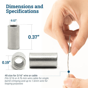 8 Aluminum Crimping Sleeves - S-HWR-CRIMPXXV - Picture Hang Solutions