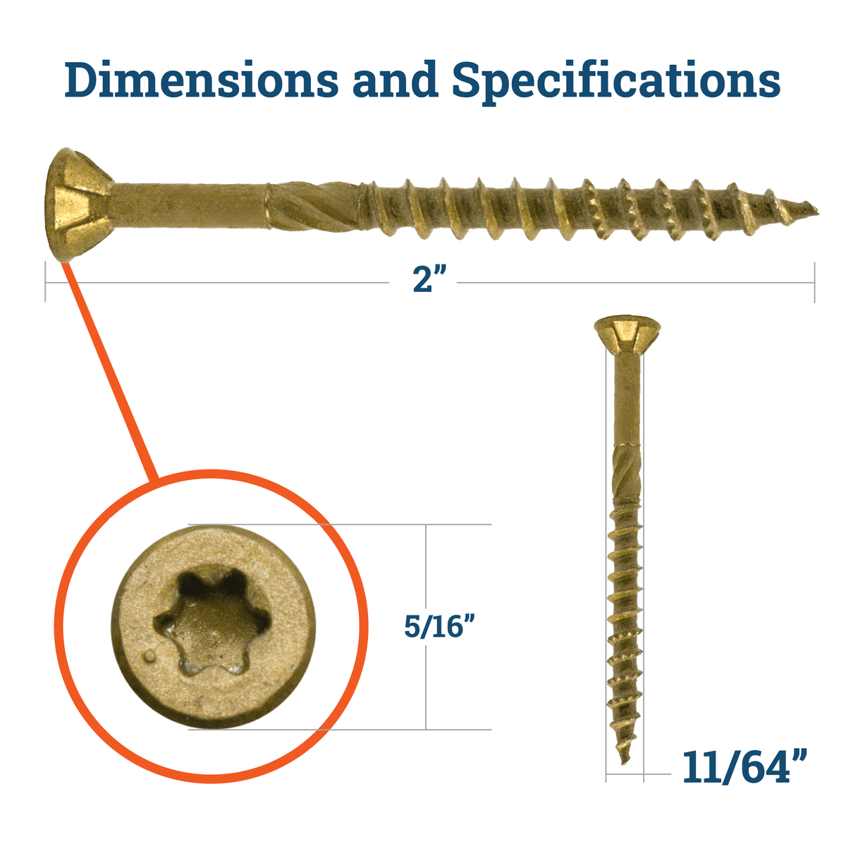8 Star Drive Wood Screw - S-SC-8002W - Picture Hang Solutions