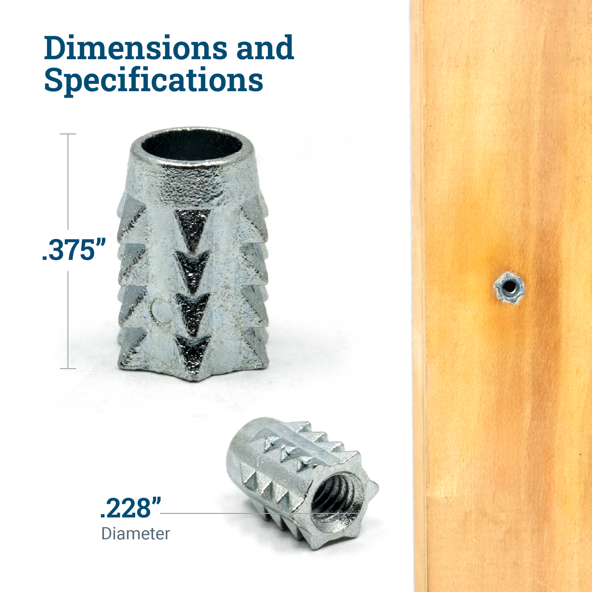 Threaded Zinc Inserts for Wood