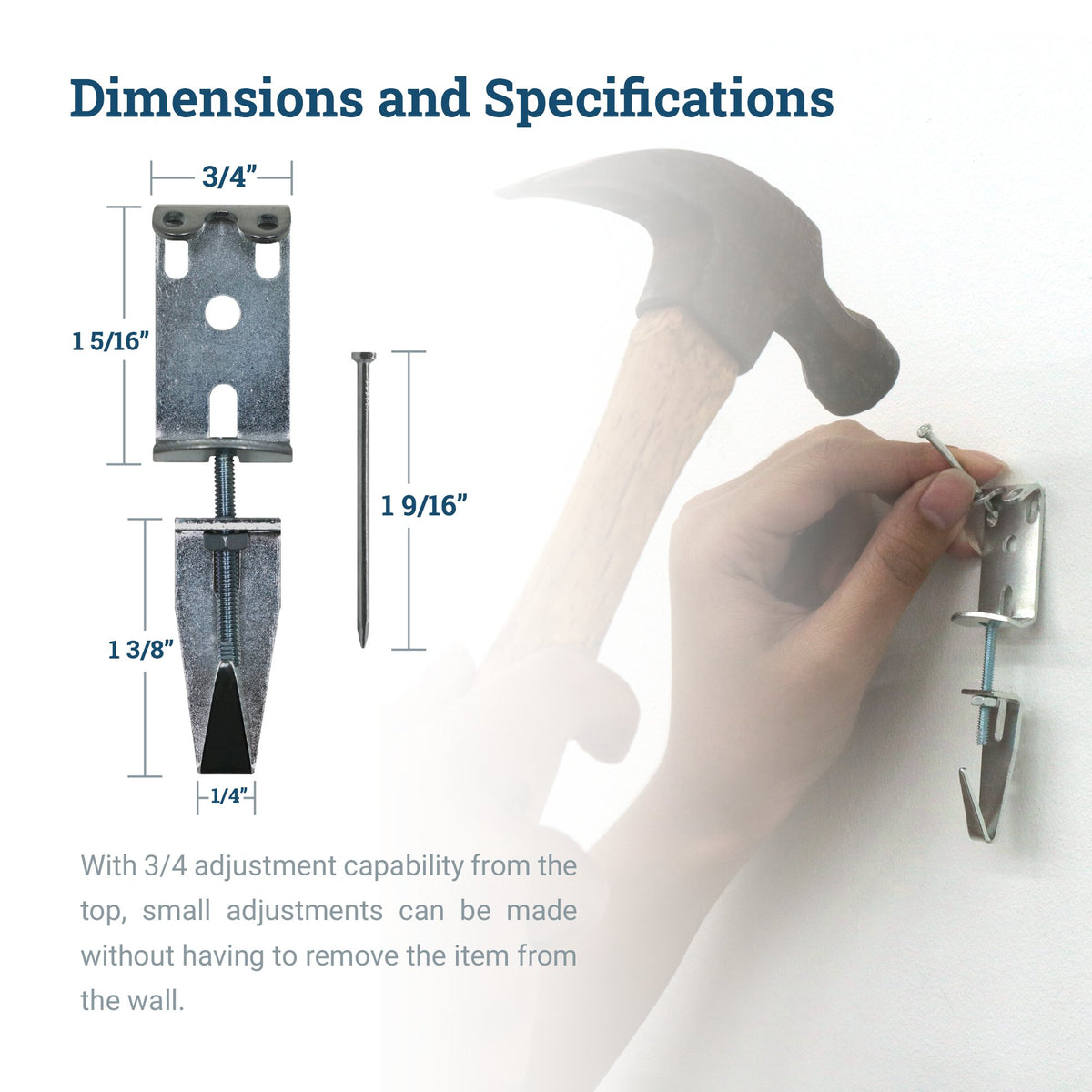 Adjustable J-Hook Kit - Pair - HWR-116 - Picture Hang Solutions