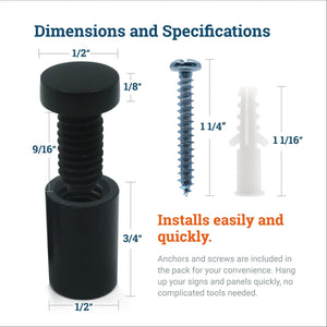 Aluminum Flat Top Sign Standoff 13mm x 19mm - S-SO-1319AL - Picture Hang Solutions