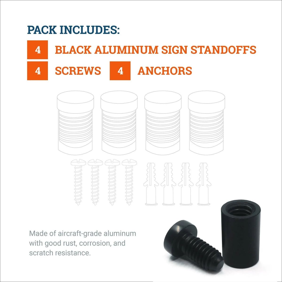 Aluminum Flat Top Sign Standoff 13mm x 19mm - S-SO-1319AL - Picture Hang Solutions