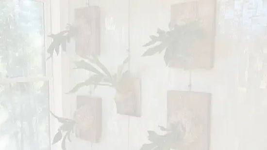 Vertical mixed media bathroom wall display