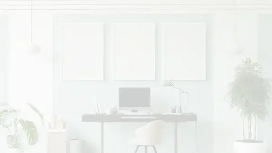 whitened image of an office with pictures on the wall