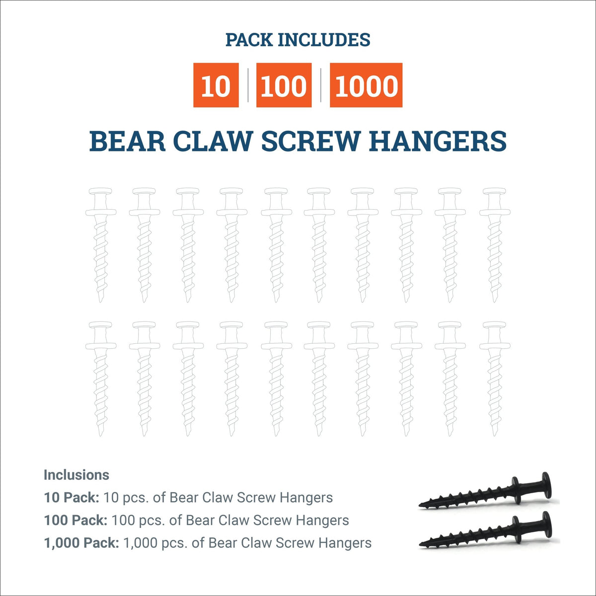 Bear Claw Screw Hanger - Black - SC-BEARBX - Picture Hang Solutions