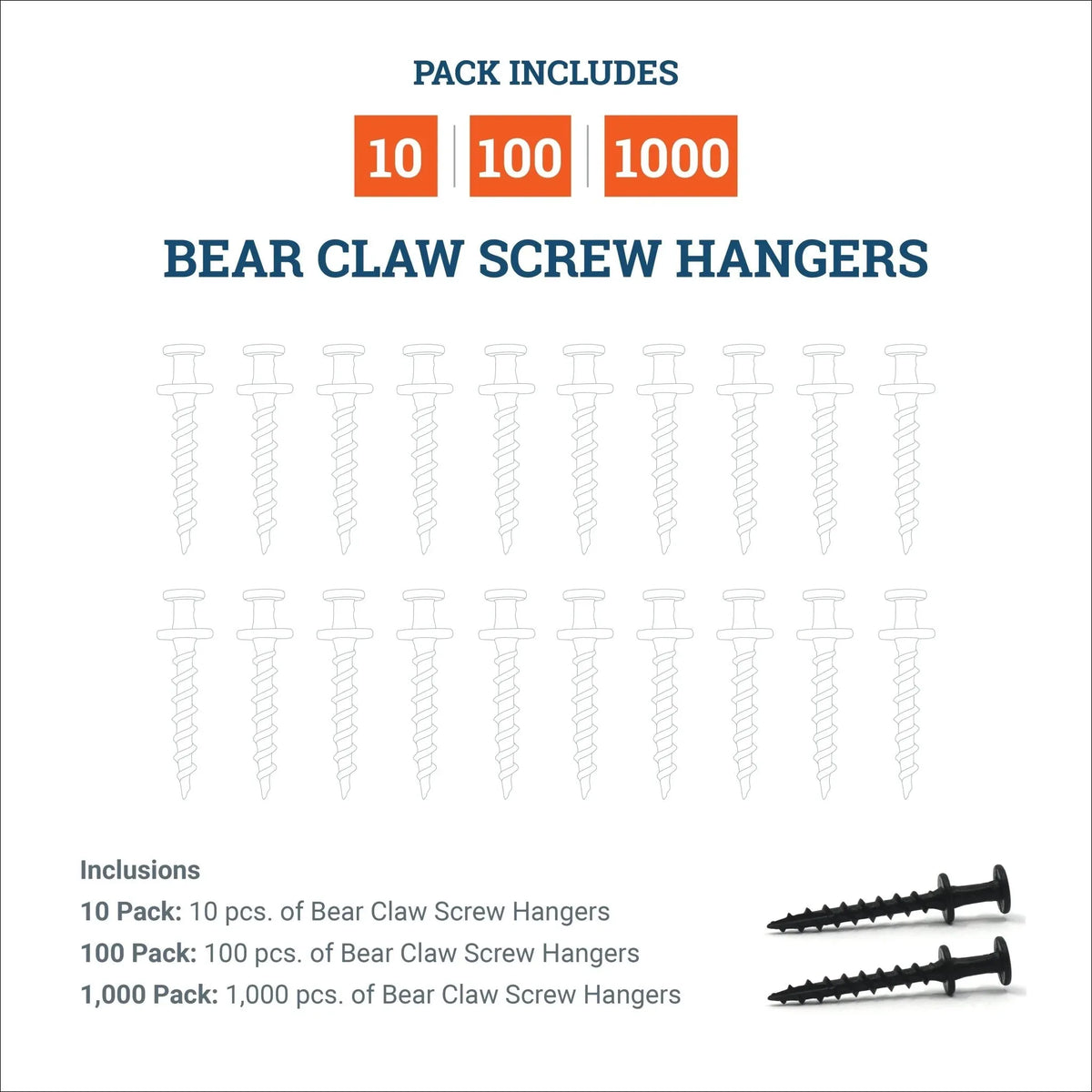 Bear Claw Screw Hanger - Black - S-SC-BEARBX - Picture Hang Solutions