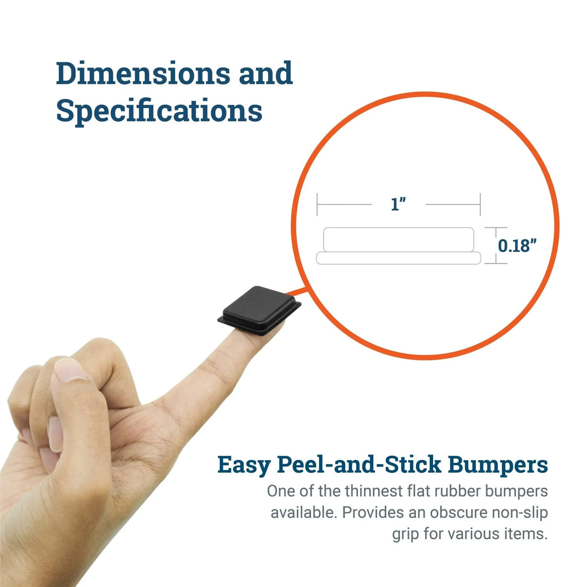 Black Adhesive Rubber Feet - S-BMP-SQ1BXX - Picture Hang Solutions