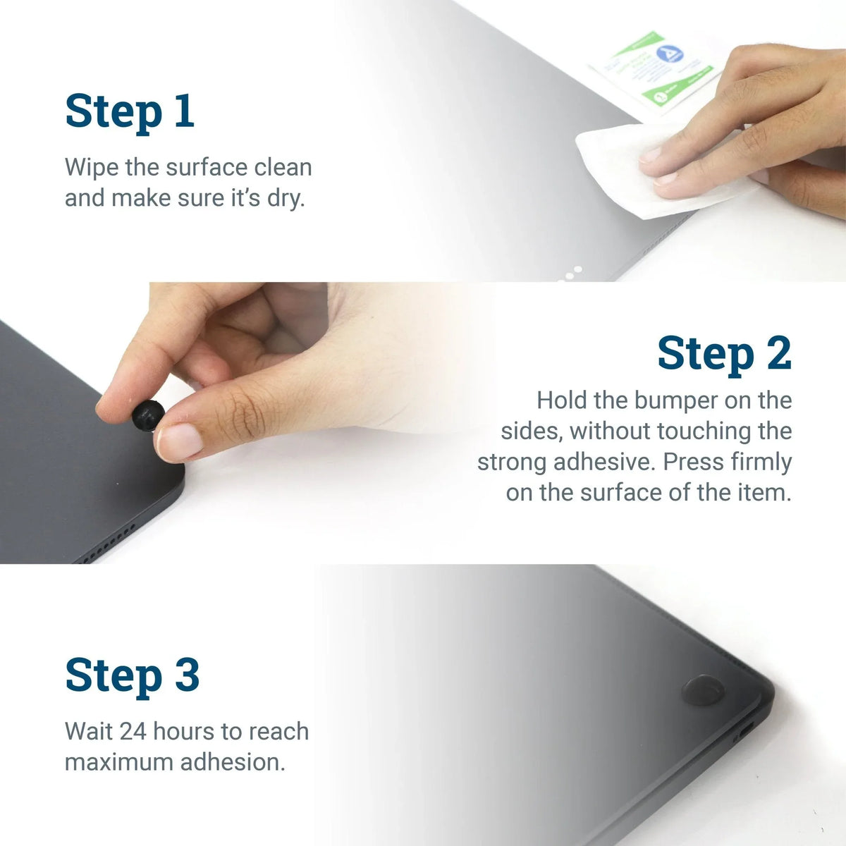 Black Dome Rubber Bumpers for Hanging Pictures - S-HWR-129-BC - Picture Hang Solutions