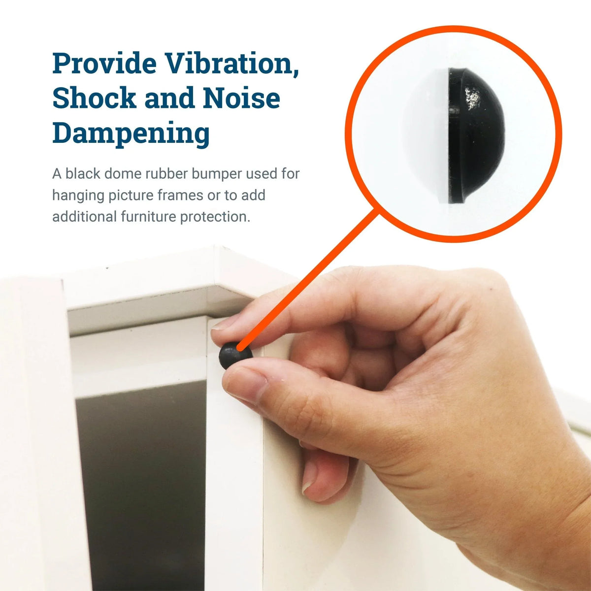 Black Dome Rubber Bumpers for Hanging Pictures - S-HWR-129-BC - Picture Hang Solutions