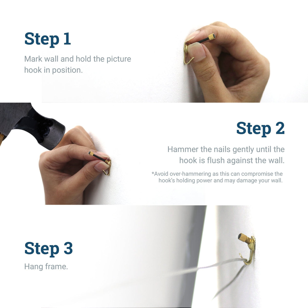 Brass 10 lb Hook - S-HWR-2332-10X - Picture Hang Solutions