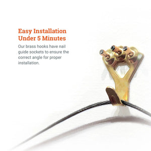 Brass 100 lb Hook - S-HWR-2332-100X - Picture Hang Solutions