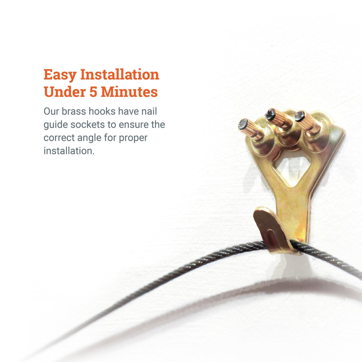 Brass 100 lb Hook **OUT OF STOCK UNTIL DECEMBER* - S-HWR-2332-100X - Picture Hang Solutions