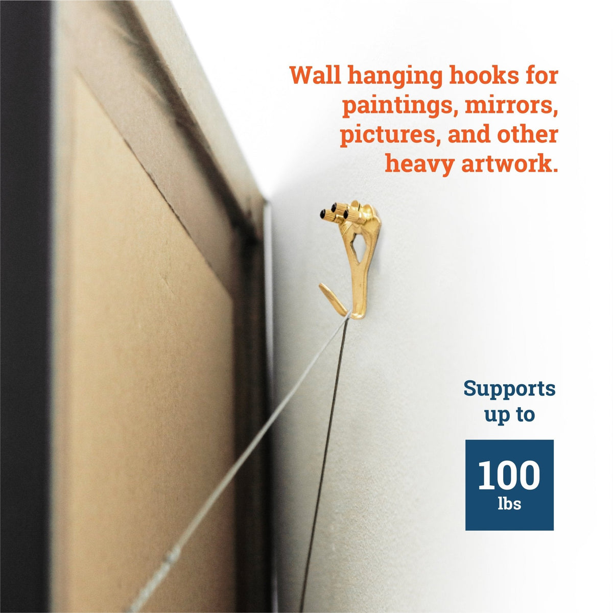 Brass 100 lb Hook **OUT OF STOCK UNTIL DECEMBER* - S-HWR-2332-100X - Picture Hang Solutions