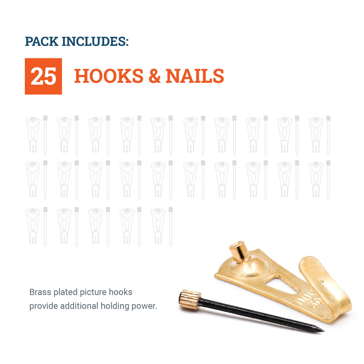 Brass 30 lb Hook - HWR-2332-30X - Picture Hang Solutions