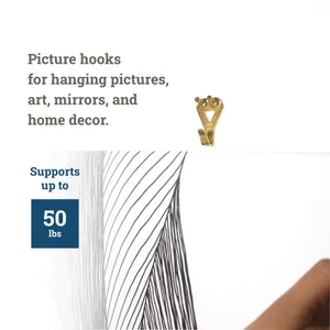 Brass 50 lb Hook - S-HWR-2332-50X - Picture Hang Solutions