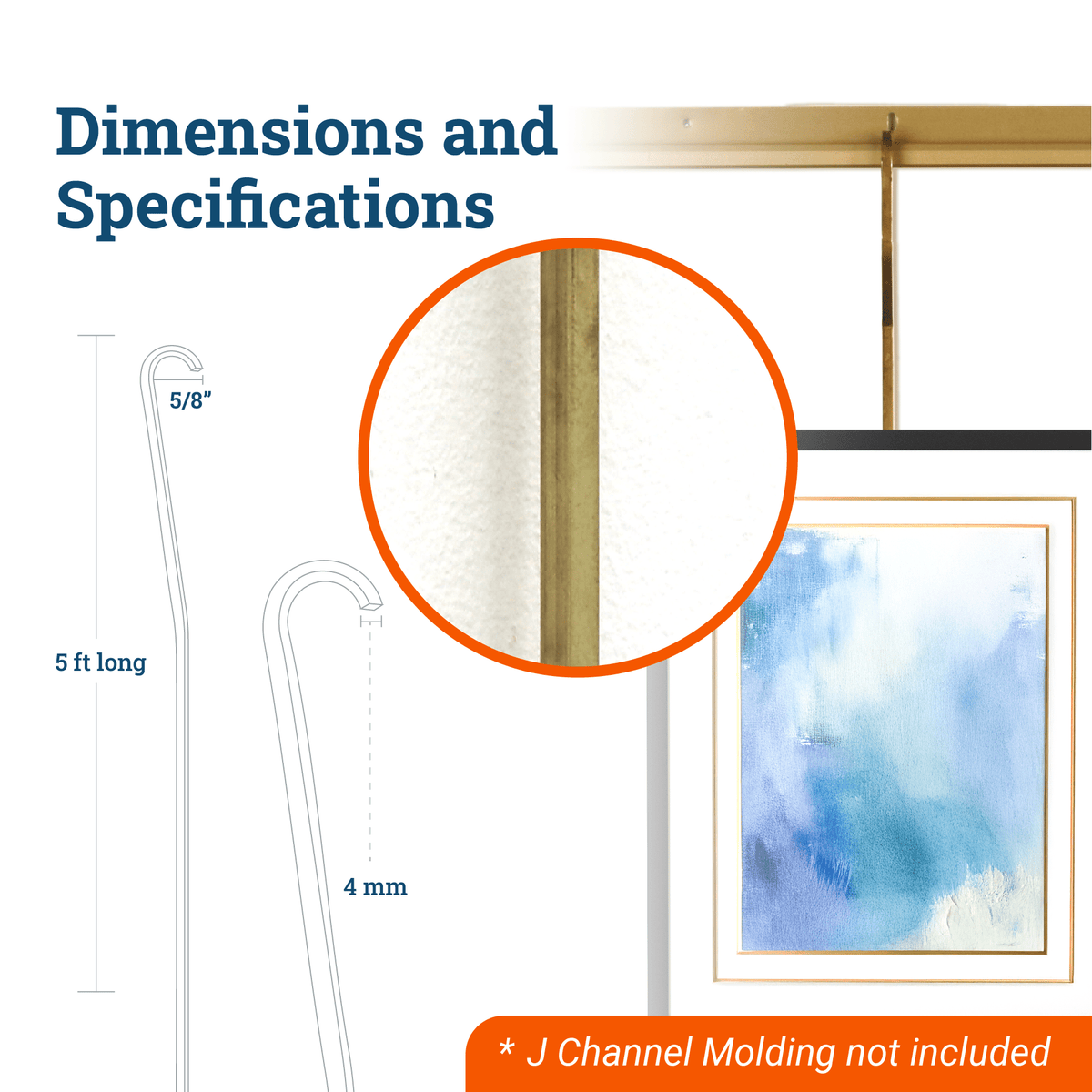 Brass Gallery Rod 5 Foot - S-BGS-JROD - Picture Hang Solutions