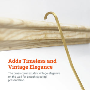 Brass Gallery Rod for Picture Rail Molding - 3 foot Rod for Hanging Multiple Frames and Photo Wall Collage - S-BGS-OGROD3 - Picture Hang Solutions