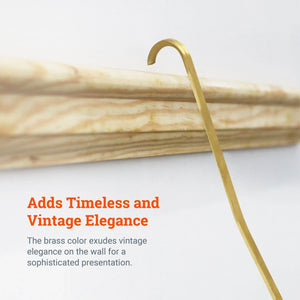 Brass Gallery Rod for Picture Rail Molding - 5 foot Rod for Hanging Multiple Frames and Photo Wall Collage - S-BGS-OGROD - Picture Hang Solutions