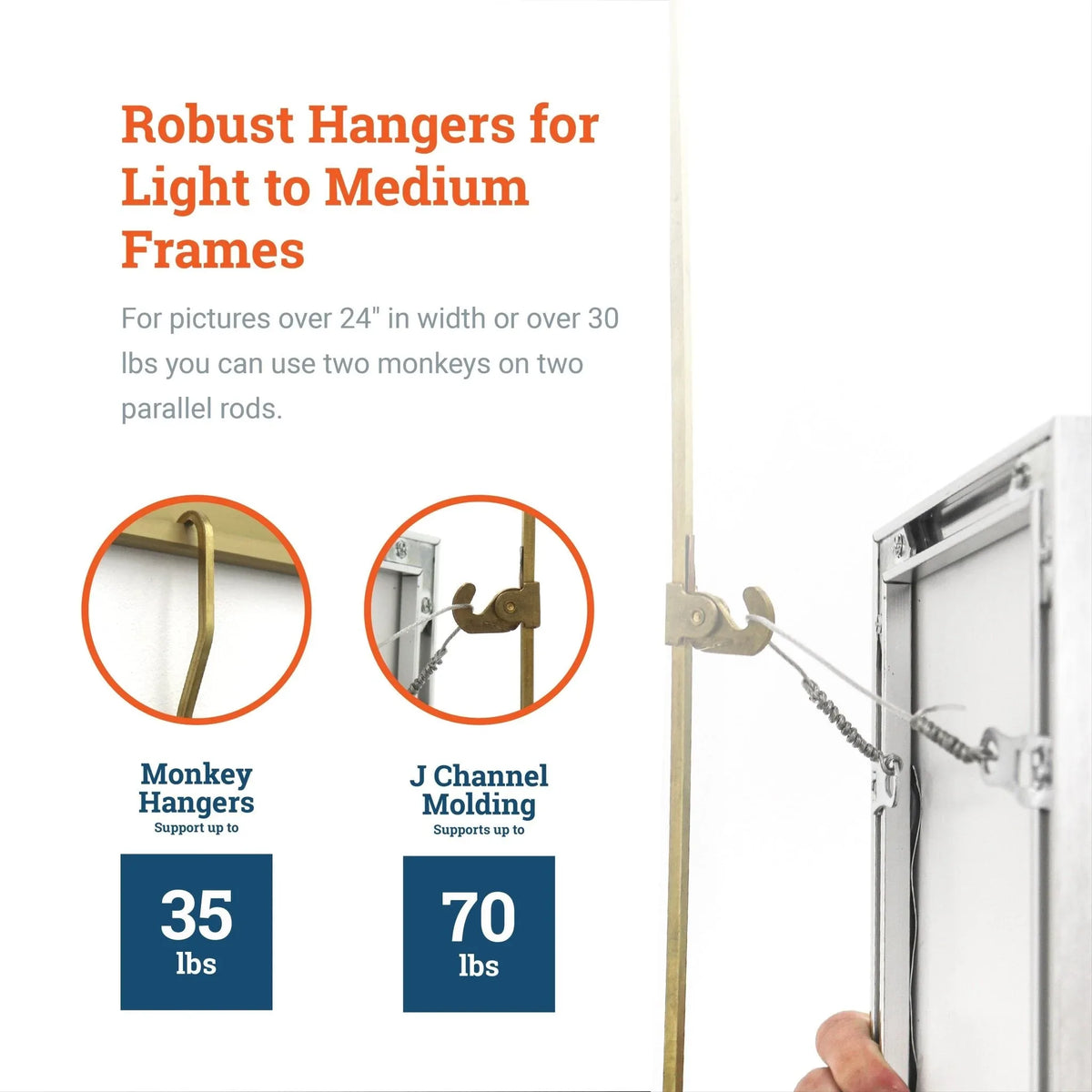 Brass Gallery Rod Kit - 70 lb | Picture Hang Solutions