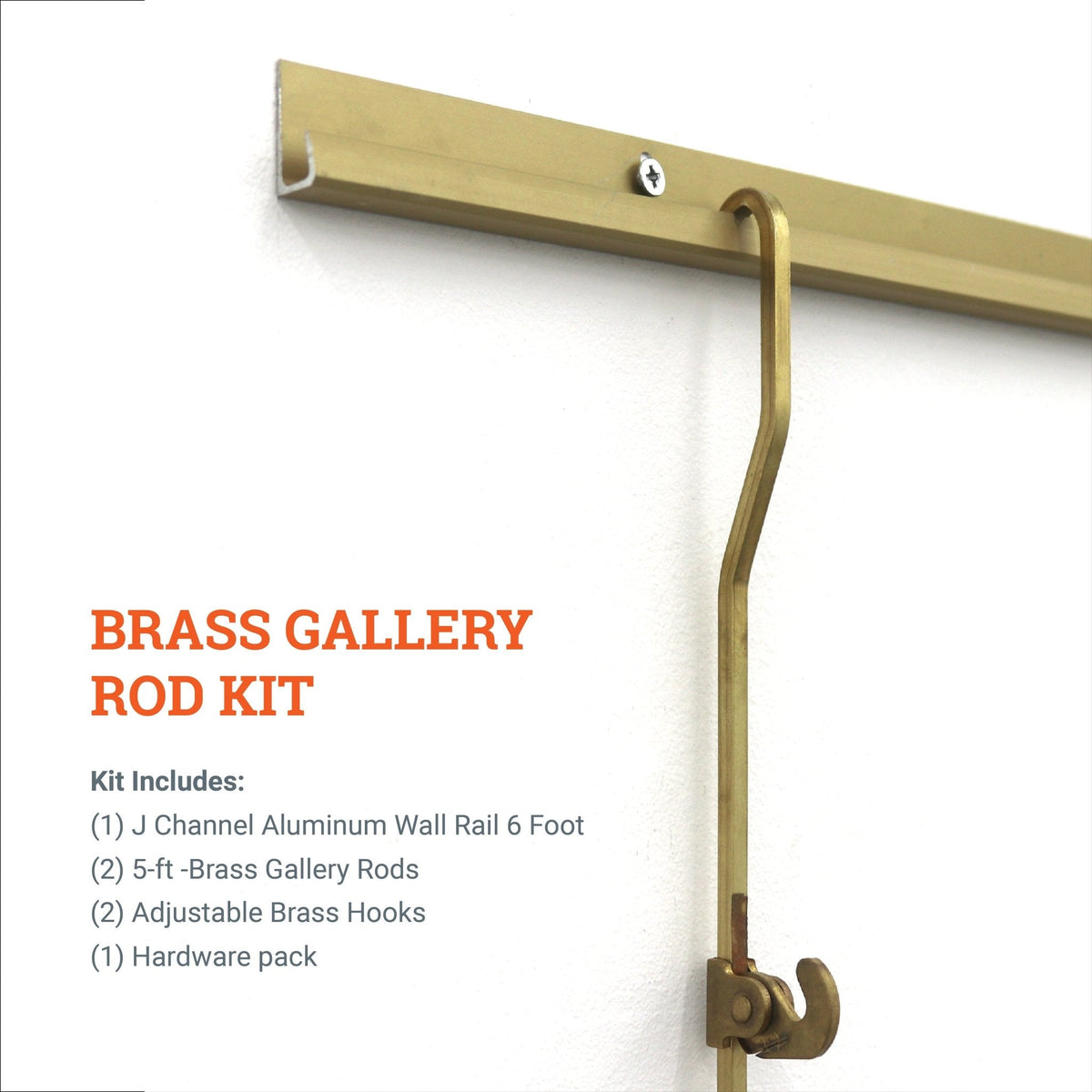 Brass Gallery Rod Kit - S-BGS-KIT - Picture Hang Solutions
