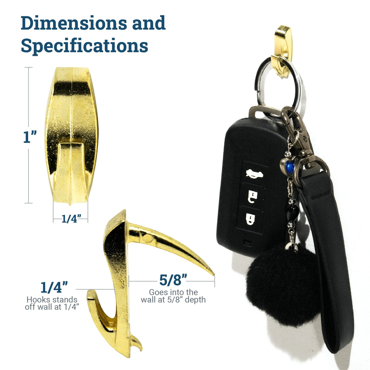 Brass Wall Biter Picture Hanger in Medium - S-HWR-WBM - Picture Hang Solutions