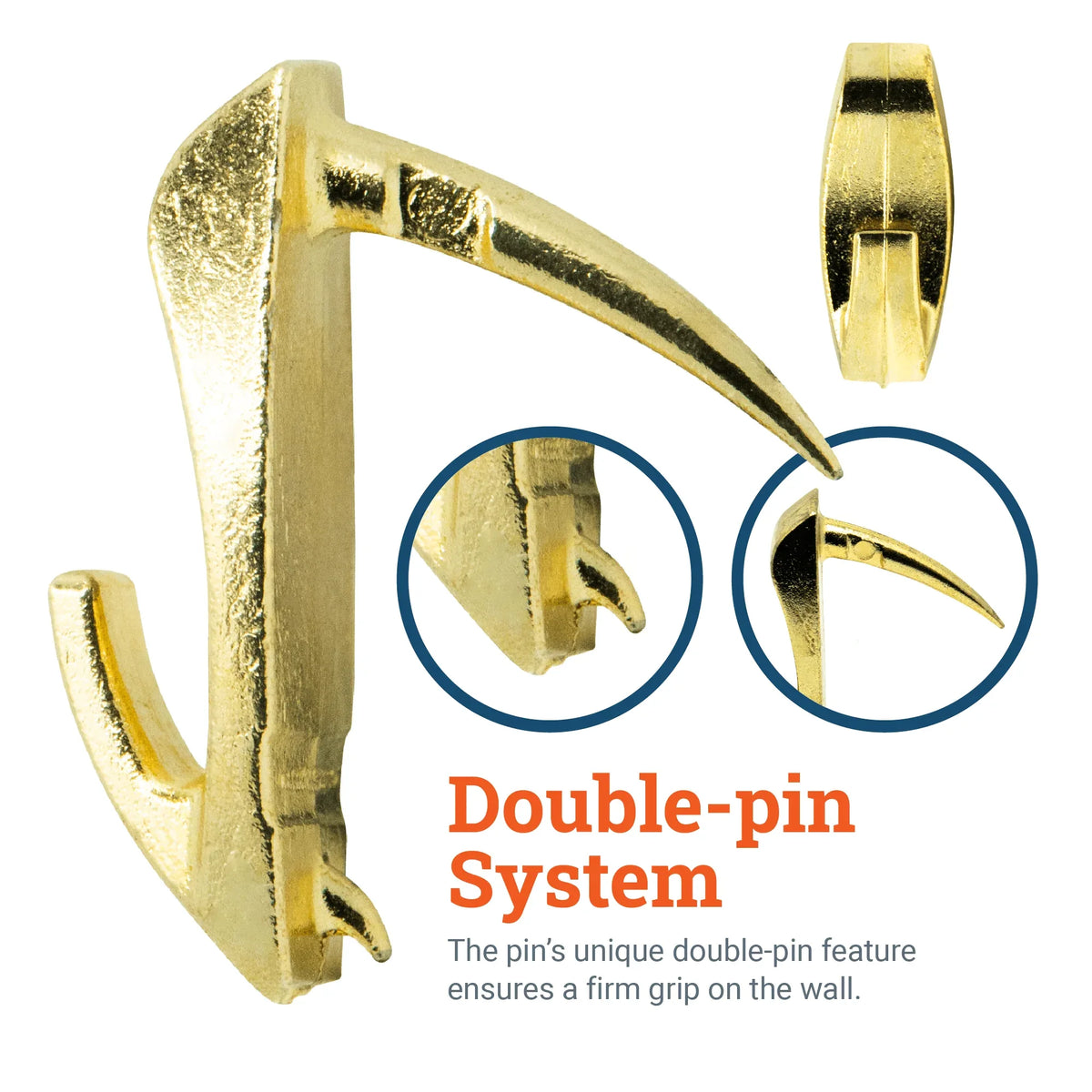 Brass Wall Biter Picture Hanger in Medium - S-HWR-WBM - Picture Hang Solutions