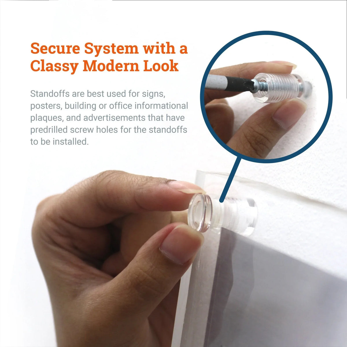 Clear Acrylic Display Sign Standoff 13mm x 13mm - S-SO-1313AC - Picture Hang Solutions