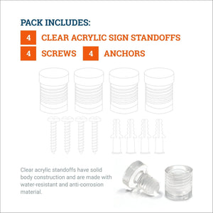 Clear Acrylic Display Sign Standoff 13mm x 13mm - S-SO-1313AC - Picture Hang Solutions