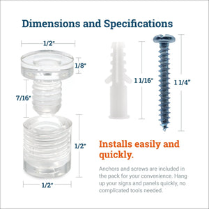Clear Acrylic Display Sign Standoff 13mm x 13mm - S-SO-1313AC - Picture Hang Solutions