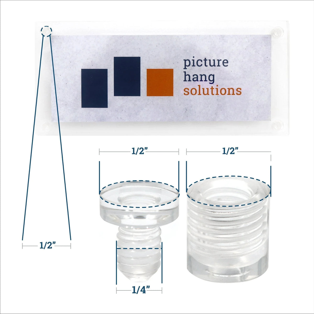 Clear Acrylic Display Sign Standoff 13mm x 13mm - S-SO-1313AC - Picture Hang Solutions