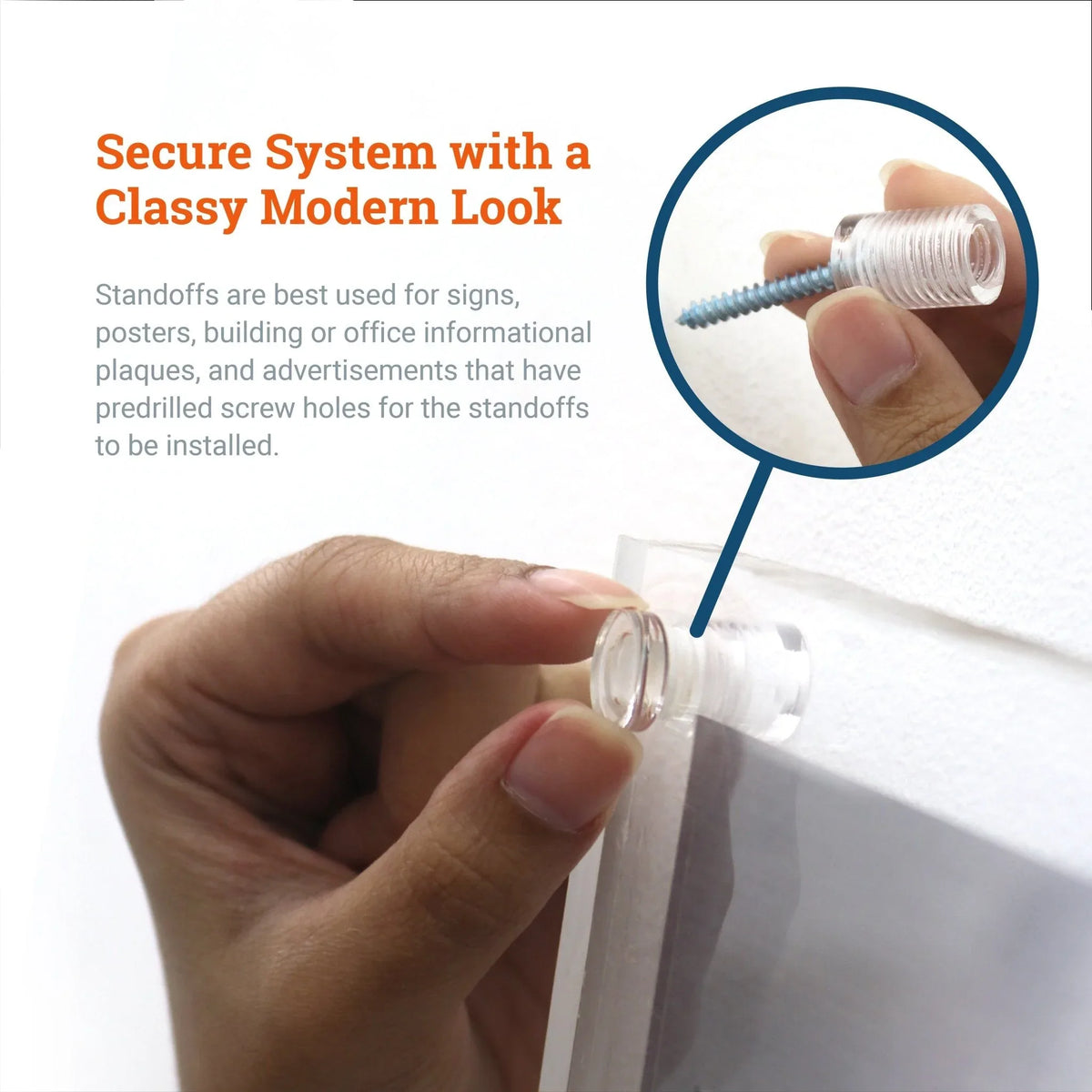 Clear Acrylic Display Sign Standoff 13mm x 19mm - S-SO-1319AC - Picture Hang Solutions