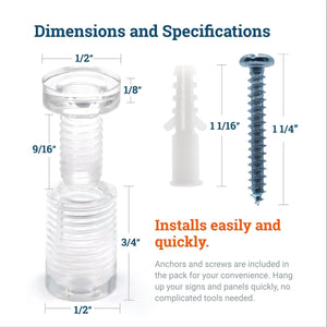 Clear Acrylic Display Sign Standoff 13mm x 19mm - S-SO-1319AC - Picture Hang Solutions