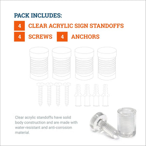 Clear Acrylic Display Sign Standoff 19mm x 25mm - S-SO-1925AC - Picture Hang Solutions