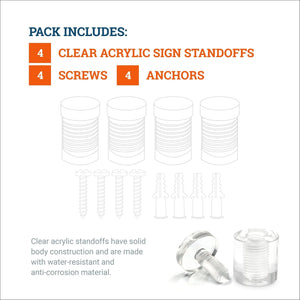 Clear Acrylic Display Sign Standoff 25mm x 25mm - S-SO-2525AC - Picture Hang Solutions