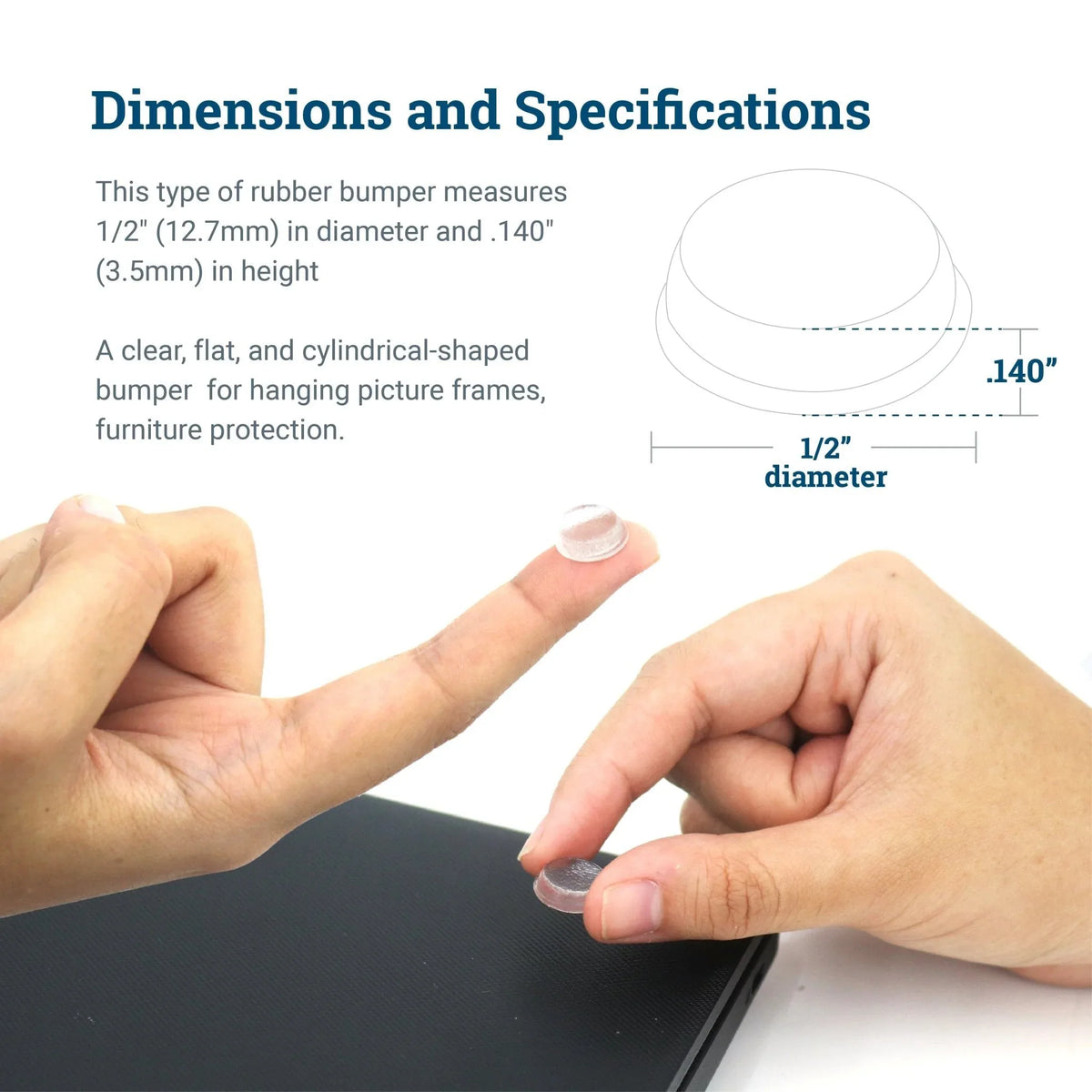 Clear Anti - Slip Rubber Bumpers for Hanging Pictures - S-HWR-124-CXX - Picture Hang Solutions