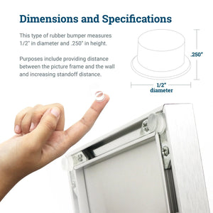 Clear Tall Rubber Bumpers for Hanging Pictures - S-HWR-125-XX - Picture Hang Solutions