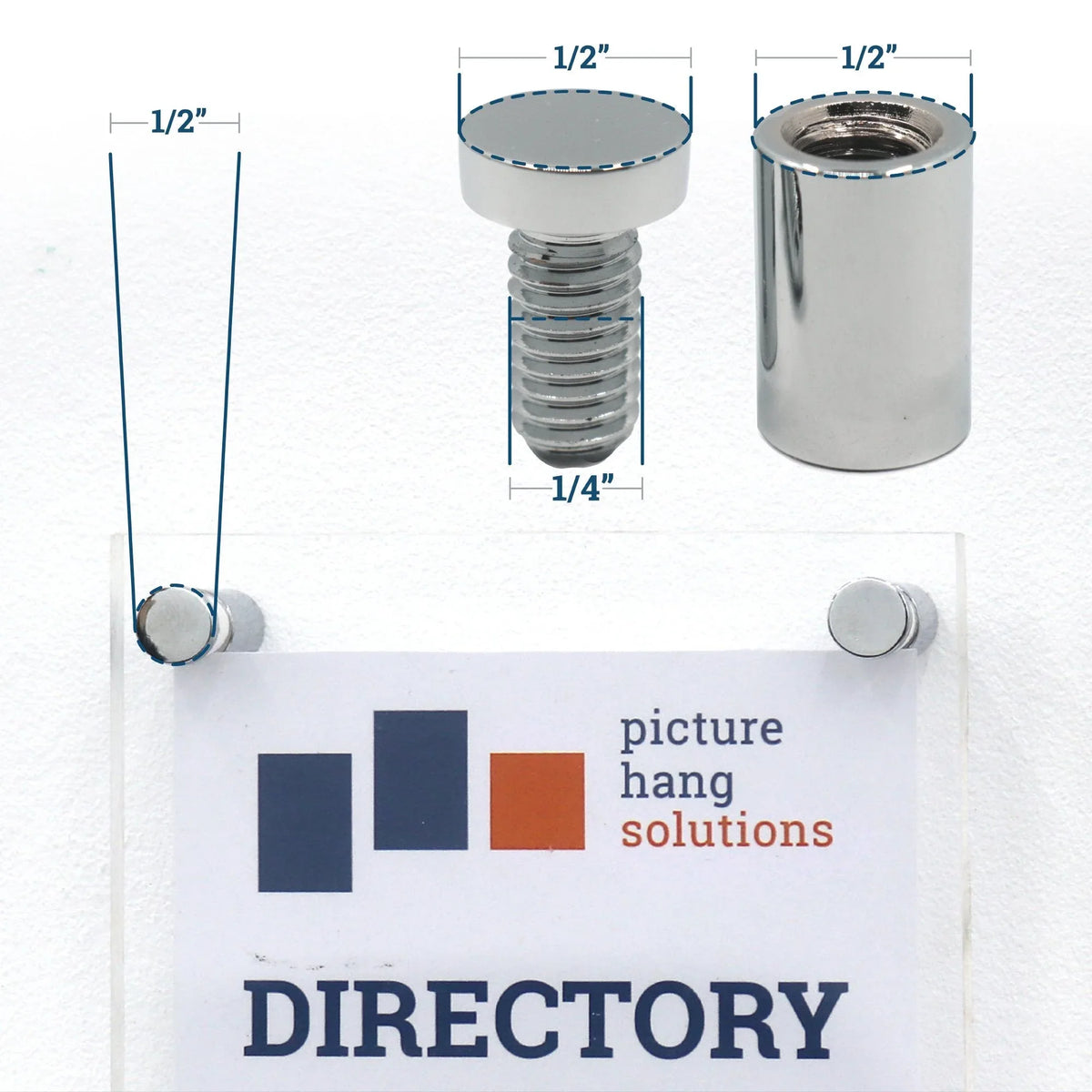 CN - Series Brass Flat Top Sign Standoff 13mm x 19mm - S-SO-1319BR - Picture Hang Solutions
